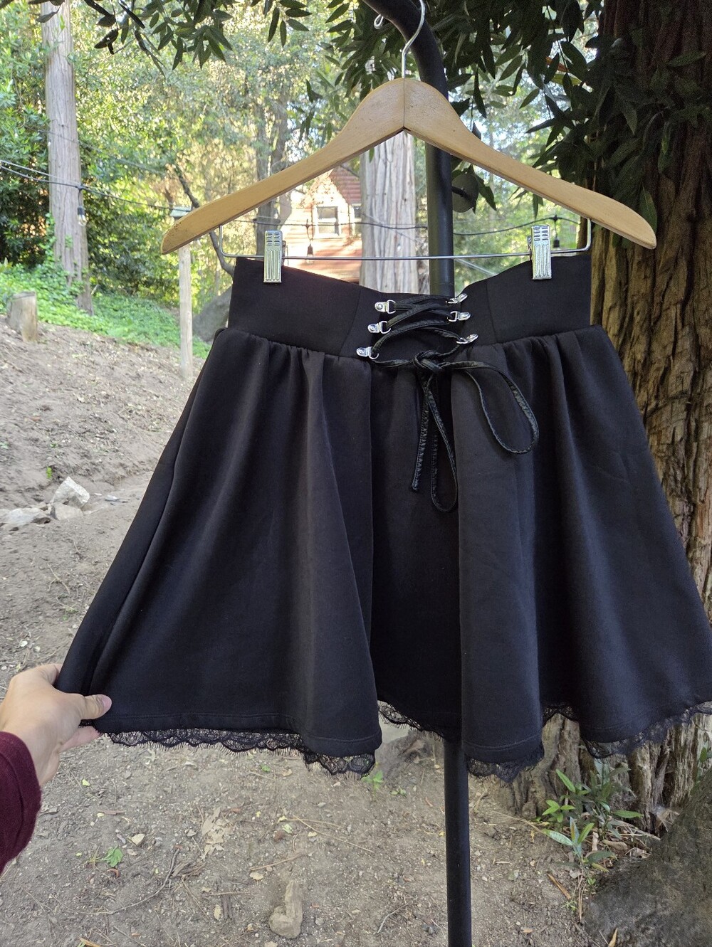 Hot‎ Topic Lace Up Black Skater Skirt